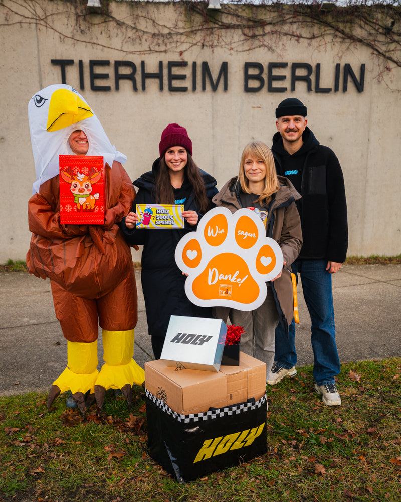 <p>Unser Community-Team im Tierheim Berlin bei der Übergabe von Tombola Geschenken – 2025</p>